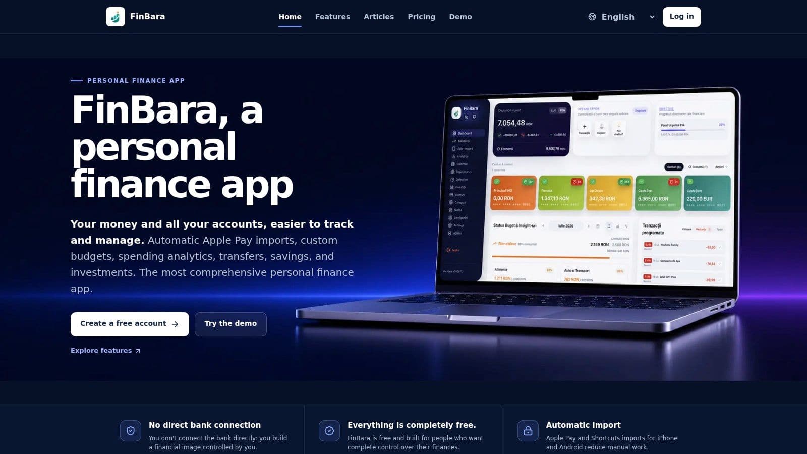 FinBara account and spending overview